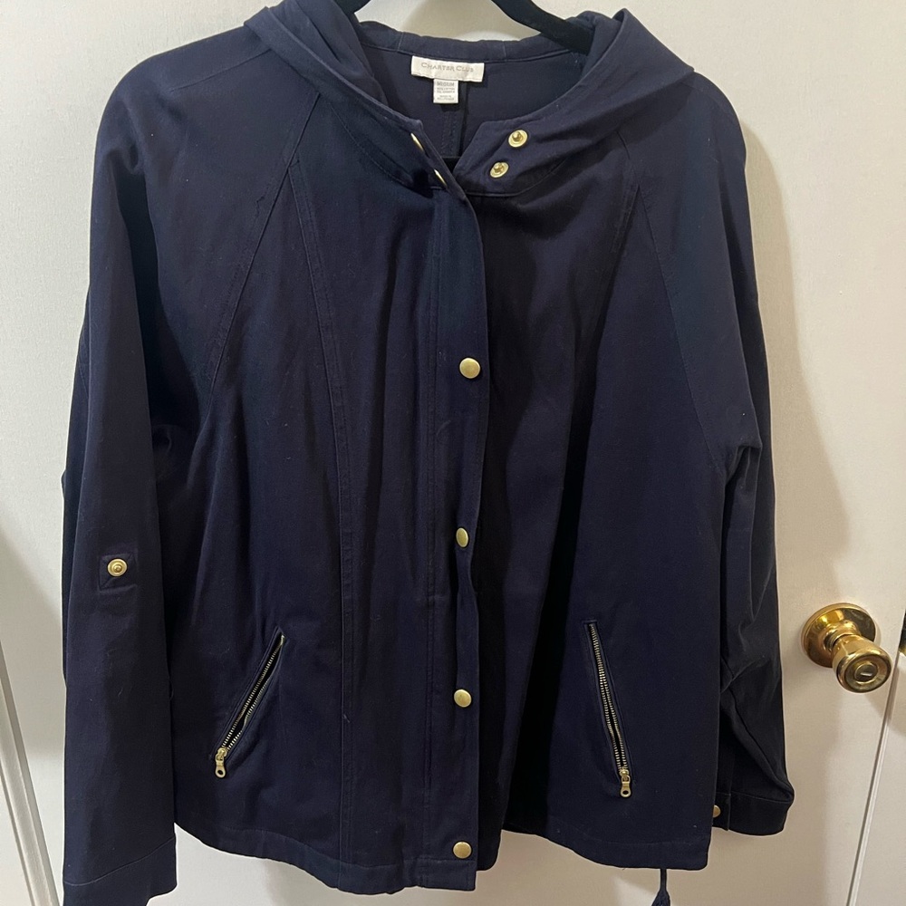 Women's Navy Hooded Jacket